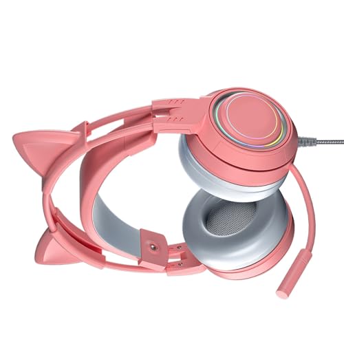 VBESTLIFE Katzenohr-Kopfhörer mit Geräuschunterdrückendem Mikrofon, Kabelgebundenes Over-Ear-Gaming-Headset mit Abnehmbaren Katzenohren, für PC, für One, für, für PS5 (PIN Bild 5