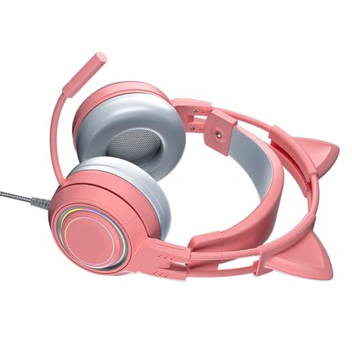 VBESTLIFE Katzenohr-Kopfhörer mit Geräuschunterdrückendem Mikrofon, Kabelgebundenes Over-Ear-Gaming-Headset mit Abnehmbaren Katzenohren, für PC, für One, für, für PS5 (PIN Bild 6