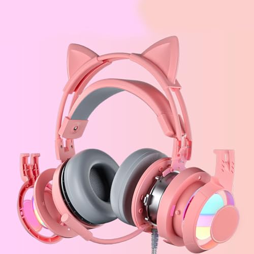 VBESTLIFE Katzenohr-Kopfhörer mit Geräuschunterdrückendem Mikrofon, Kabelgebundenes Over-Ear-Gaming-Headset mit Abnehmbaren Katzenohren, für PC, für One, für, für PS5 (PIN Bild 7