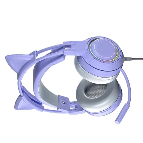 VBESTLIFE Katzenohr-Kopfhörer mit Geräuschunterdrückendem Mikrofon, Kabelgebundenes Over-Ear-Gaming-Headset mit Abnehmbaren Katzenohren, für PC, für One, für, für PS5 Bild 4