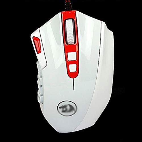 RajoNN Mäuse Kabelgebundene Gaming-Maus, 24000 DPI, MMO-Mäuse mit RGB-LED-Hintergrundbeleuchtung und 18 programmierbaren Tasten, Gewichtsanpassung, für Windows-PC-Gaming (Farbe: Weiß) Bild 1