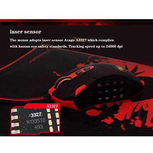 RajoNN Mäuse Kabelgebundene Gaming-Maus, 24000 DPI, MMO-Mäuse mit RGB-LED-Hintergrundbeleuchtung und 18 programmierbaren Tasten, Gewichtsanpassung, für Windows-PC-Gaming (Farbe: Weiß) Bild 6