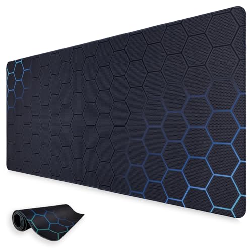 Niviy Gaming Mousepad 800x350mm Mauspad mit geometrischem wabenmuster,Wasserdicht Oberfläche Verbessert Präzision und Geschwindigkeit,rutschfeste Gummibasis Tischunterlage für Büro Zuhause,Blaugrün Bild 1