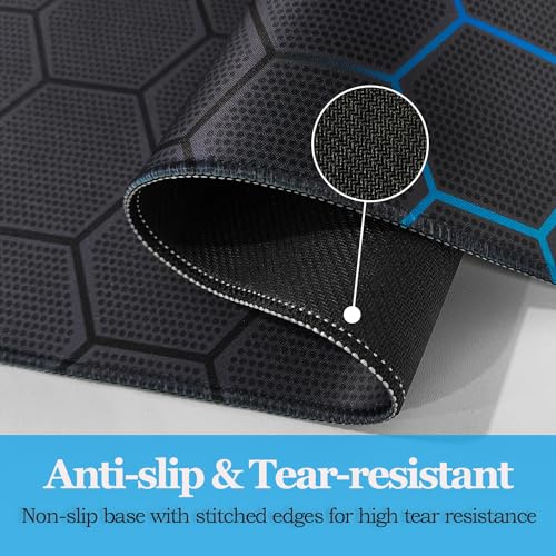 Niviy Gaming Mousepad 800x350mm Mauspad mit geometrischem wabenmuster,Wasserdicht Oberfläche Verbessert Präzision und Geschwindigkeit,rutschfeste Gummibasis Tischunterlage für Büro Zuhause,Blaugrün Bild 5