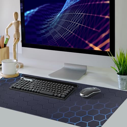 Niviy Gaming Mousepad 800x350mm Mauspad mit geometrischem wabenmuster,Wasserdicht Oberfläche Verbessert Präzision und Geschwindigkeit,rutschfeste Gummibasis Tischunterlage für Büro Zuhause,Blaugrün Bild 6