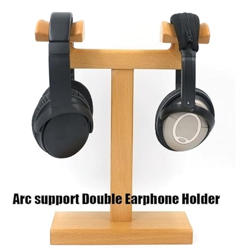 Headset Ständer Kopfhörer Halter Kopfhörerständer Doppelter Headset-Ständer Aus Buche Für Den Schreibtisch, Bietet Platz Für Zwei Universelle Gaming-Kopfhörer, PC-Gaming-Headset-Ständer Headset Halter Bild 4
