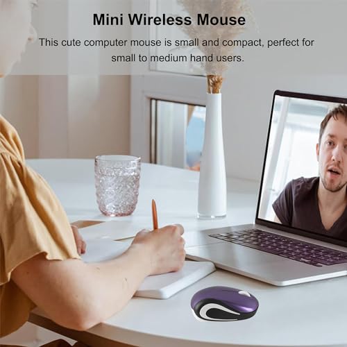 Kabellose Maus Niedliche Mini-Computermaus Kleine Größe Tasche Tragbare Kompakte Reise USB Optische Mäuse 3 Tasten 1000 DPI Kabellose Maus für Laptop PC Computer Notebook Kinder Geschenk (Violett) Bild 3