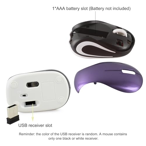 Kabellose Maus Niedliche Mini-Computermaus Kleine Größe Tasche Tragbare Kompakte Reise USB Optische Mäuse 3 Tasten 1000 DPI Kabellose Maus für Laptop PC Computer Notebook Kinder Geschenk (Violett) Bild 6