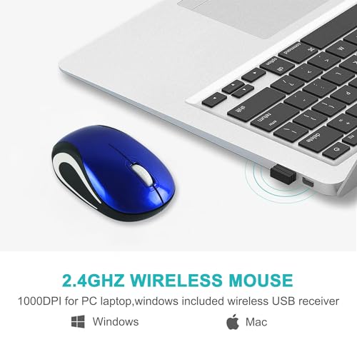 Kabellose Maus Niedliche Mini-Computermaus Kleine Größe Tasche Tragbare Kompakte Reise USB Optische Mäuse 3 Tasten 1000 DPI Kabellose Maus für Laptop PC Computer Notebook Kinder Geschenk (Blau) Bild 2
