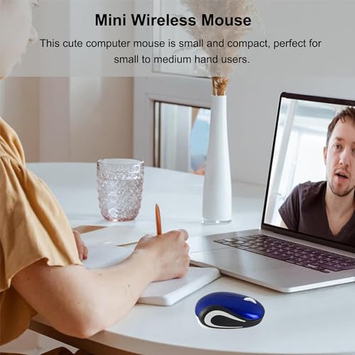 Kabellose Maus Niedliche Mini-Computermaus Kleine Größe Tasche Tragbare Kompakte Reise USB Optische Mäuse 3 Tasten 1000 DPI Kabellose Maus für Laptop PC Computer Notebook Kinder Geschenk (Blau) Bild 3