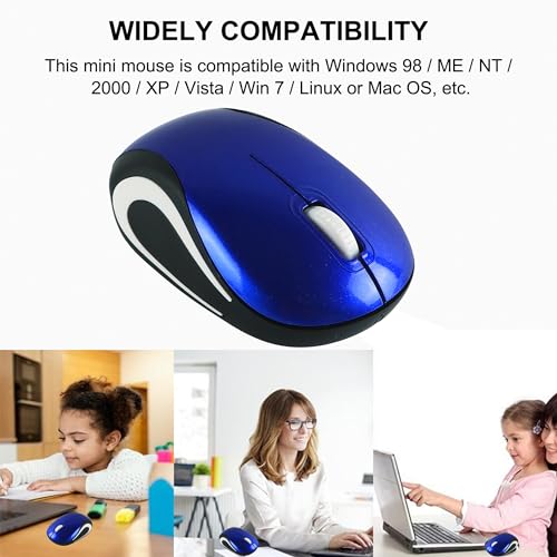 Kabellose Maus Niedliche Mini-Computermaus Kleine Größe Tasche Tragbare Kompakte Reise USB Optische Mäuse 3 Tasten 1000 DPI Kabellose Maus für Laptop PC Computer Notebook Kinder Geschenk (Blau) Bild 5