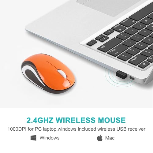 Kabellose Maus Niedliche Mini-Computermaus Kleine Größe Tasche Tragbare Kompakte Reise USB Optische Mäuse 3 Tasten 1000 DPI Kabellose Maus für Laptop PC Computer Notebook Kinder Geschenk (Orange) Bild 2