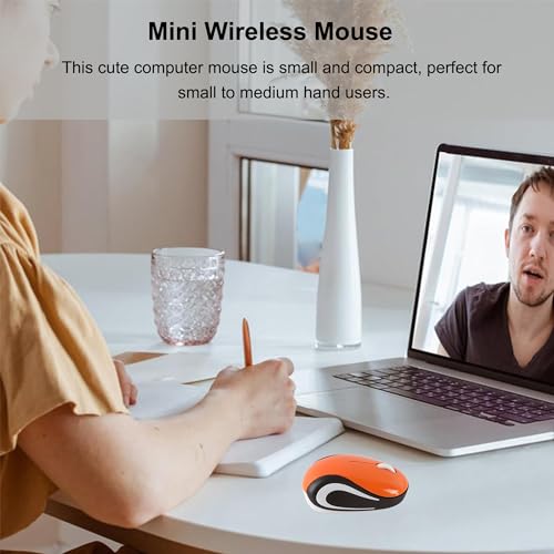 Kabellose Maus Niedliche Mini-Computermaus Kleine Größe Tasche Tragbare Kompakte Reise USB Optische Mäuse 3 Tasten 1000 DPI Kabellose Maus für Laptop PC Computer Notebook Kinder Geschenk (Orange) Bild 3