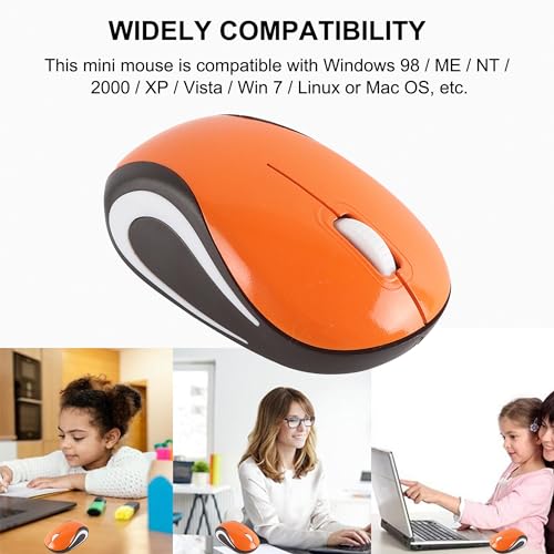 Kabellose Maus Niedliche Mini-Computermaus Kleine Größe Tasche Tragbare Kompakte Reise USB Optische Mäuse 3 Tasten 1000 DPI Kabellose Maus für Laptop PC Computer Notebook Kinder Geschenk (Orange) Bild 5