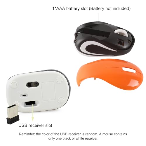 Kabellose Maus Niedliche Mini-Computermaus Kleine Größe Tasche Tragbare Kompakte Reise USB Optische Mäuse 3 Tasten 1000 DPI Kabellose Maus für Laptop PC Computer Notebook Kinder Geschenk (Orange) Bild 6