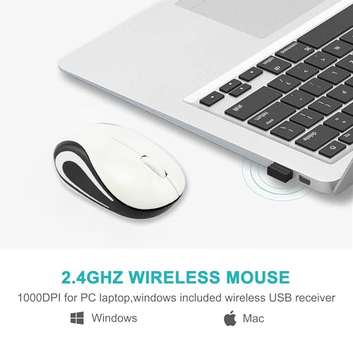 Kabellose Maus Niedliche Mini-Computermaus Kleine Größe Tasche Tragbare Kompakte Reise USB Optische Mäuse 3 Tasten 1000 DPI Kabellose Maus für Laptop PC Computer Notebook Kinder Geschenk (Weiß) Bild 2