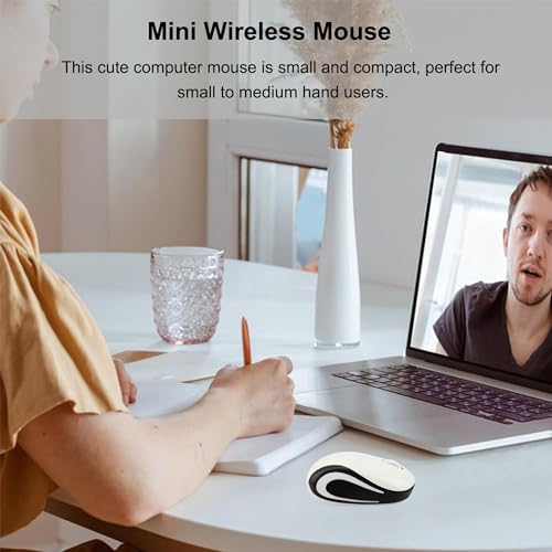 Kabellose Maus Niedliche Mini-Computermaus Kleine Größe Tasche Tragbare Kompakte Reise USB Optische Mäuse 3 Tasten 1000 DPI Kabellose Maus für Laptop PC Computer Notebook Kinder Geschenk (Weiß) Bild 3