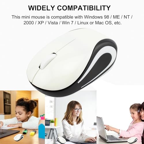 Kabellose Maus Niedliche Mini-Computermaus Kleine Größe Tasche Tragbare Kompakte Reise USB Optische Mäuse 3 Tasten 1000 DPI Kabellose Maus für Laptop PC Computer Notebook Kinder Geschenk (Weiß) Bild 5