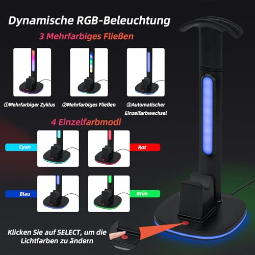Game Controller Halter/Headset Ständer mit Ladestation für PS5 DualSense Controller, Kopfhörer Halter Gaming Zubehör mit 2 USB Anschlüss für PlayStation 5 DualSense Edge Controller Ladegeräts Bild 4