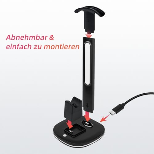 Game Controller Halter/Headset Ständer mit Ladestation für PS5 DualSense Controller, Kopfhörer Halter Gaming Zubehör mit 2 USB Anschlüss für PlayStation 5 DualSense Edge Controller Ladegeräts Bild 7