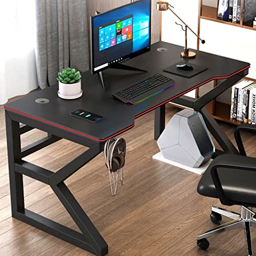 KSTUFF Gaming-Schreibtisch, PC-Computertisch, großer ergonomischer Gaming-Computertisch, Headset-Haken mit robustem Metall- und Holz-Computertisch für Gaming und Büro, Schwarz Vision Bild 1