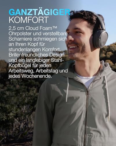 JLab JBuds LUX ANC Noise Cancelling Kopfhörer Over Ear Bluetooth kabellos mit Mikrofon und aktiver Geräuschunterdrückung, 70+ Std. Spielzeit, Faltbare Bluetooth Headphones, Immersive Audio, Graphit Bild 5