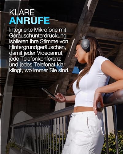 JLab JBuds LUX ANC Noise Cancelling Kopfhörer Over Ear Bluetooth kabellos mit Mikrofon und aktiver Geräuschunterdrückung, 70+ Std. Spielzeit, Faltbare Bluetooth Headphones, Immersive Audio, Graphit Bild 6