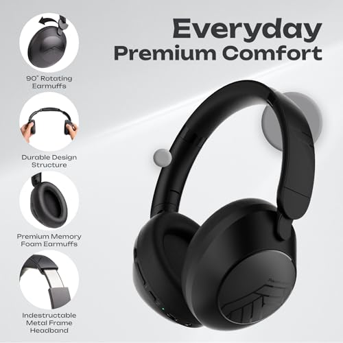 PowerLocus Bluetooth Kopfhörer Over Ear, Kopfhörer Kabellos Bluetooth mit Mikrofon, 70std Spielzeit, HiFi Stereo Tiefer Bass,Faltbares Wireless Headphones für Reisen/Handy/PC Bild 2