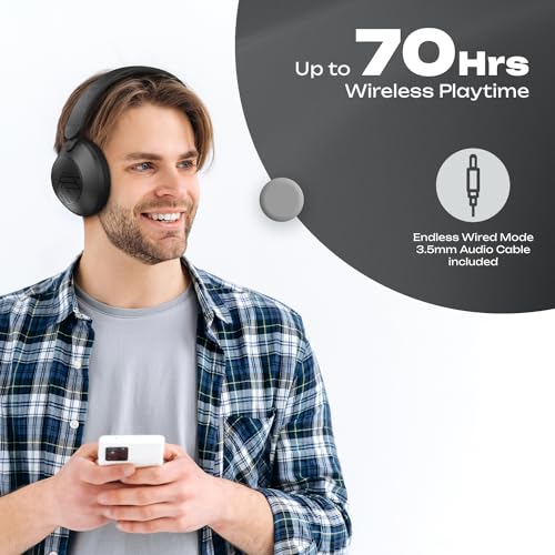 PowerLocus Bluetooth Kopfhörer Over Ear, Kopfhörer Kabellos Bluetooth mit Mikrofon, 70std Spielzeit, HiFi Stereo Tiefer Bass,Faltbares Wireless Headphones für Reisen/Handy/PC Bild 3