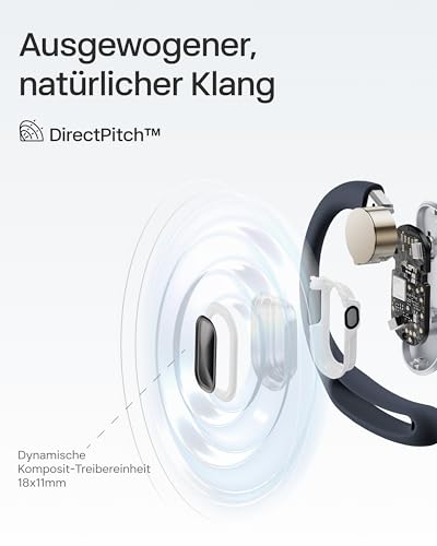 SHOKZ OpenFit Air Open-Ear-Kopfhörer, True Wireless Bluetooth-Ohrhörer mit Mikrofon, Ohrhörer mit Air-Ohrbügel, Schnellaufladung, 28h Wiedergabe, wasserdicht IP54 fürs Training, Tragetasche, Schwarz Bild 6