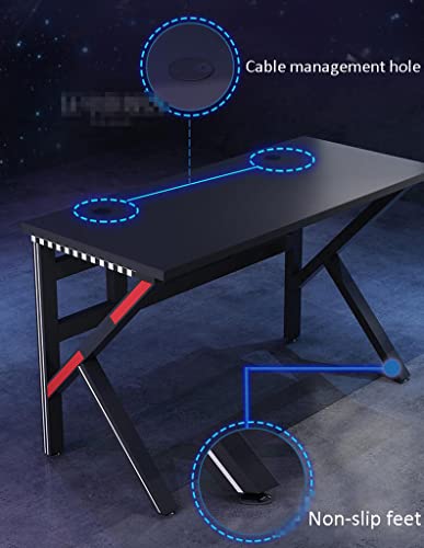 Gaming-Tisch mit Kohlefaseroberfläche, großer Computertisch, Gaming-PC-Schreibtisch, große Gaming-Schreibtische, Headset-Haken – Stabiler Computertisch aus Metall und Holz, L 100 cm (L 160 cm) Bild 5