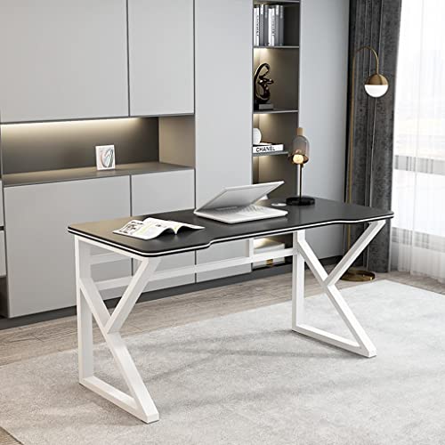 Gaming-Tisch mit Karbonfaser-Oberfläche, großer Computertisch, Schreibtisch für Heimbüro, extra groß, modern, ergonomisch, Schwarz, Headset-Haken – Robustes Metall, BL 80 cm (CL 140 cm) Bild 1