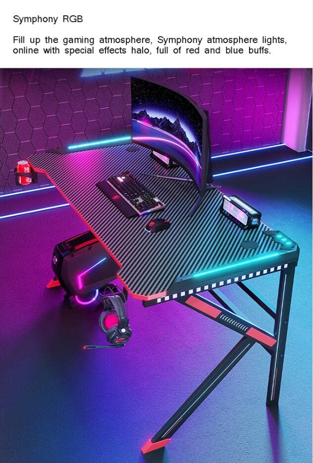 Gaming-Schreibtisch, Computertisch, Gaming-Tisch, ergonomische PC-Gaming-Workstation, Getränkehalter, Headset-Haken – Stabiler Computertisch aus Metall und Holz, schwarz L 120 cm (Pink L 160 cm) Bild 4