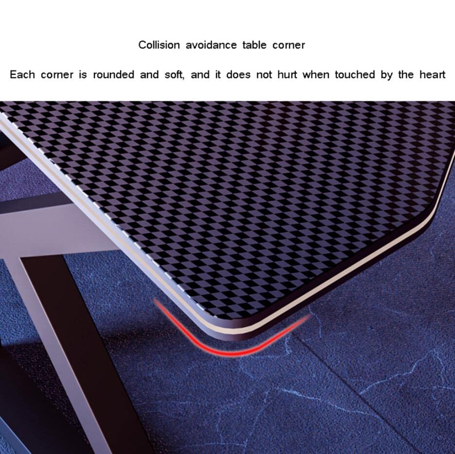 Gaming-Tisch mit Karbonfaseroberfläche, großer Computertisch, Schreibtisch für Heimbüro, extra groß, modern, ergonomisch, Schwarz, Headset-Haken – Robustes Metall, BL 80 cm (AL 140 cm) Bild 6