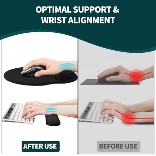 Mauspad mit Gelkissen,Mousepad mit Handauflage Ergonomisches, Bequemes Computer-Handballenauflage Maus für Laptop,Gaming,Mousepad mit Rutschfester PU-Unterseite (Tropische Pflanzen Satz) Bild 4