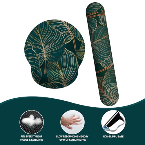 Mauspad mit Gelkissen,Mousepad mit Handauflage Ergonomisches, Bequemes Computer-Handballenauflage Maus für Laptop,Gaming,Mousepad mit Rutschfester PU-Unterseite (Tropische Pflanzen Satz) Bild 6
