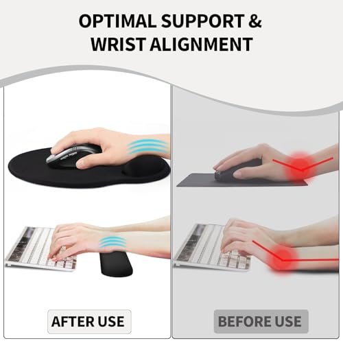 Mauspad mit Gelkissen,Mousepad mit Handauflage Ergonomisches, Bequemes Computer-Handballenauflage Maus für Laptop,Gaming,Mousepad mit Rutschfester PU-Unterseite (Weißer Marmor Satz) Bild 4