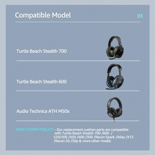 Recon Spark Ohrpolster für Turtle Beach Stealth 700/600/500/400/300 Gaming-Headset, Ersatz mit glattem Stoff und Memory-Schaum reduziert Wärmestau Bild 2