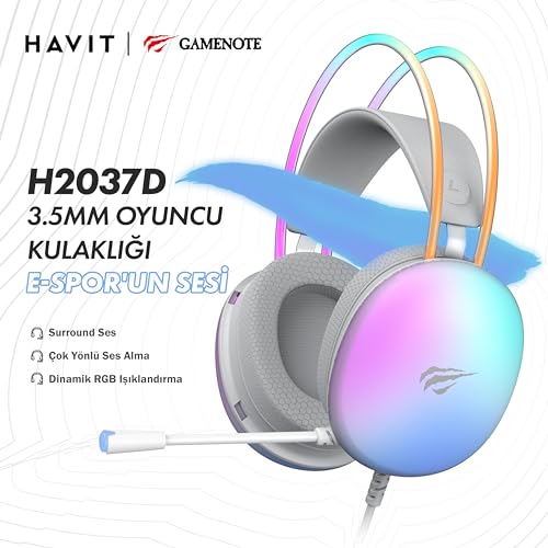 HAVIT Gamenote H2037D RGB Gaming Gaming Headset 3.5mm Jack Bild 4