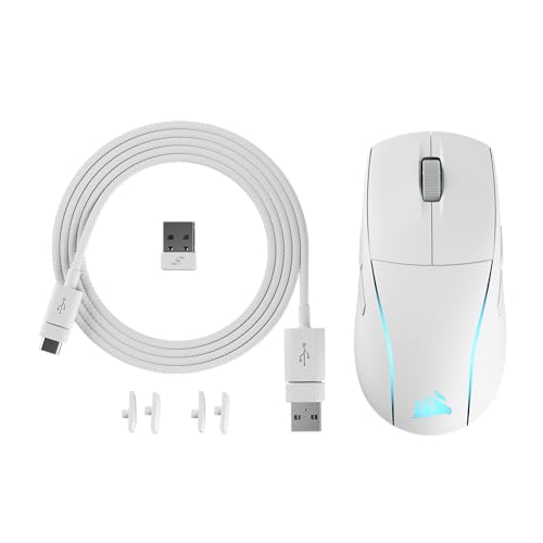 CORSAIR M75 Wireless RGB Ultra Lightweight Beidhändig FPS Gaming Maus - 2.4GHz Wireless, Bluetooth, USB - Hohe Akkulaufzeit - 26.000 DPI - Austauschbare Seitentasten - iCUE kompatibel - PC - Weiß Bild 3