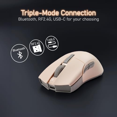 iRocks IRM31R RGB-Hintergrundbeleuchtung, kabellose, leichte Gaming-Maus, Tri-Mode-Verbindung, Kailh GM8.0 Mausschalter, fortschrittlicher PixArt PAW3395 optischer Sensor, Auflösung bis zu 26.000 DPI Bild 2