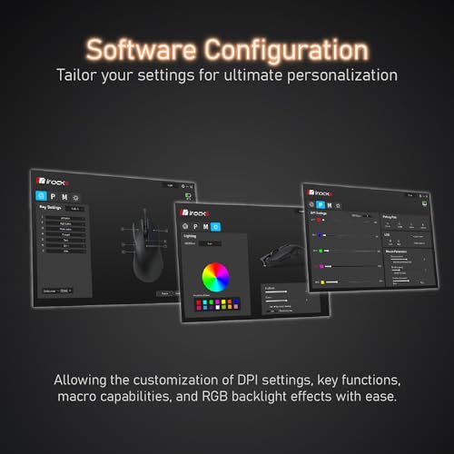 iRocks IRM31R RGB-Hintergrundbeleuchtung, kabellose, leichte Gaming-Maus, Tri-Mode-Verbindung, Kailh GM8.0 Mausschalter, fortschrittlicher PixArt PAW3395 optischer Sensor, Auflösung bis zu 26.000 DPI Bild 6