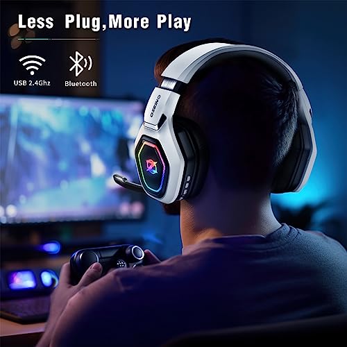 Ozeino 2,4 GHz Kabellose Gaming-Kopfhörer für PC/PS5/PS4, kabellose Gaming-Kopfhörer mit Mikrofon, 7.1 Audio, niedrige Latenz und ultra-stabile Verbindung, Lebensdauer 40 Stunden + Bild 4