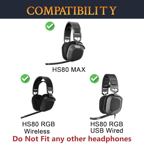 SOULWIT Kühlgel Ersatz Ohrpolster für Corsair HS80 MAX/ HS80 RGB USB Wired/HS 80 RGB Wireless Gaming-Headsets mit Ersatzpolster aus High-Density-Schaumstoff zur Geräuschisolierung Bild 2