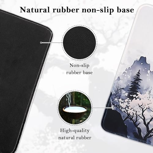 XXL Kirschblüten Mauspad, 80x 30 cm Gaming Mausepad mit Genähten Kanten, Verlängertes Großes Mauspad, Gaming Mauspad mit rutschfeste Gummibasis(01- Plum Mouse Pad) Bild 5
