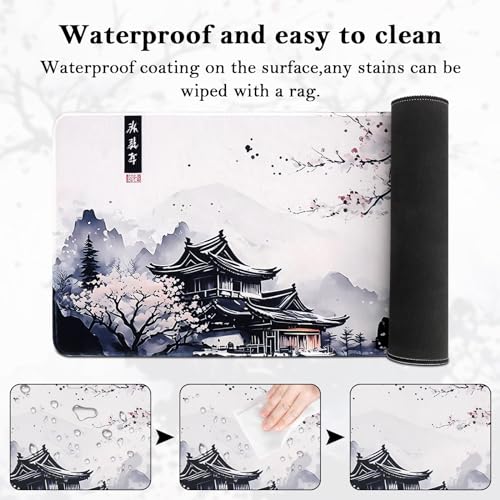 XXL Kirschblüten Mauspad, 80x 30 cm Gaming Mausepad mit Genähten Kanten, Verlängertes Großes Mauspad, Gaming Mauspad mit rutschfeste Gummibasis(01- Plum Mouse Pad) Bild 7