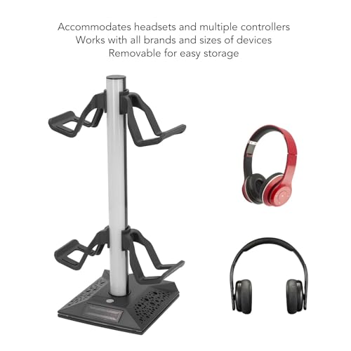 Goshyda Controller-Ständer, RGB-Headset-Ständer, Abnehmbarer Gaming-Controller-Headset-Aufhänger mit 10 Lichtmodi, 2 USB 2.0-Typ-C-Anschlüssen, für Windows für Linux für OS X Bild 4