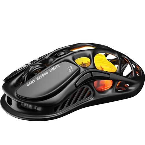 GravaStar Mercury M2 Gaming Maus Kabellos mit 26.000 DPI, PAW3395 DM Sensor, 79 g Ultraleicht, 5 RGB-Modi, 5 programmierbare Tasten, Tri-Mode (2,4 GHz/Bluetooth/Kabel), für PC/Mac – Schwarz Bild 4