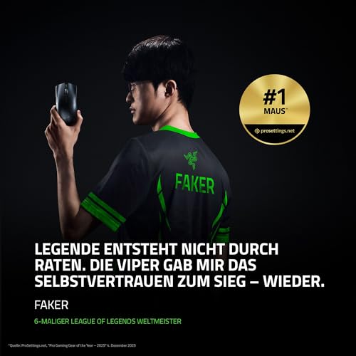 Razer Viper V3 Pro - Ultraleichte kabellose Esports Gaming-Maus (8K Hz HyperPolling, 54g leichtes Design, Focus Pro Sensor 35K DPI, HyperSpeed Wireless, 95 Stunden Akkulaufzeit) Schwarz Bild 3
