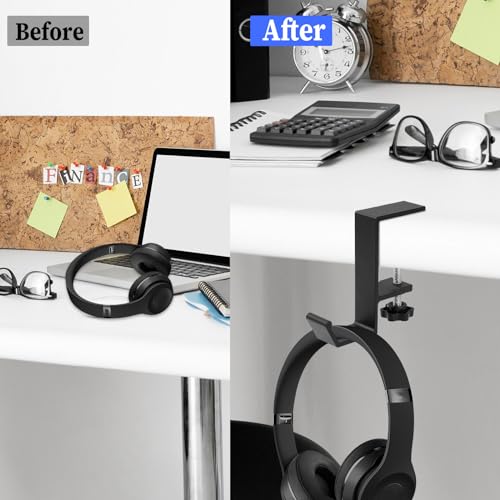 Jeffdad Kopfhörer Ständer, Headset Halterung Kopfhörerhalter Headphone Stand Schreibtisch Kopfhöreraufhänger Kopfhörer Clip Gaming Headset Halterung Halter für Schlüssel Taschen(Einlagiger Haken) Bild 6